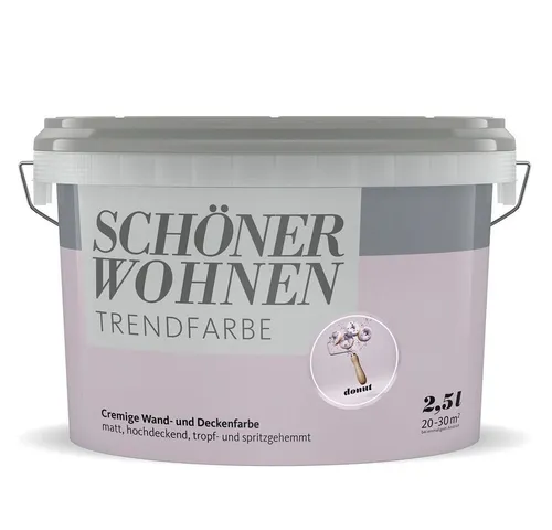 SCHÖNER WOHNEN FARBE Wandfarbe SW Trend 2,5L - donut 4550 - Farben - Hochwertige, matte Wandfarbe in trendigem Donut 4550 für ein stilvolles Wohnambiente und einfache Anwendung.