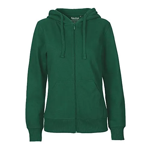 Neutral Damen Sweatjacke 'Zip Hoodie' - Bottle Green, XS - Kapuzenpullover für Damen aus 100% Bio-Baumwolle, fair produziert. Mit durchgehendem Reißverschluss, gemütlicher Kapuze und Kängurutaschen für maximalen Tragekomfort und Stil.