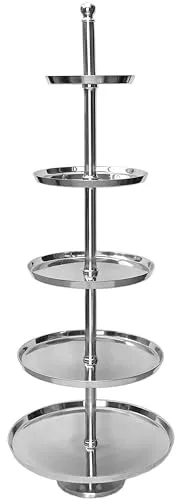 XXL Etagere - Höhe 170cm - 5-stöckig - Obstschale Obstkorb Gebäckschale Servier Ständer Obst Teller Deko Aluguss Silber Edel
