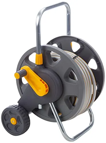 Hozelock Montierter Schlauchwagen mit 20m Schlauch - Fertig montierter Schlauchwagen für effizientes Gießen. Inklusive 20m Starter-Gewebeschlauch, robust und langlebig. Ideal für müheloses Bewässern ohne Knicken.
