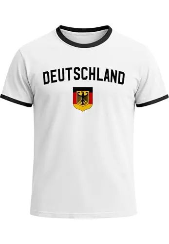 Klassisches Herren WM-Shirt Deutschland Flagge Retro-Design XXL - Stylisches Herren T-Shirt mit Deutschland Flagge im Retro-Look von Moonworks. Ideal für die WM 2026! Angenehm zu tragen aus 100% Baumwolle. Entdecken Sie auch weitere Fanshirts in unserem Shop!