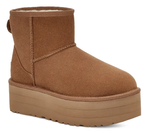 Ugg Damen Classic Mini Platform Winter - Boots aus hochwertigem Suede, braun, Größe 40 EU, ideal für stilvolle Winterwanderungen