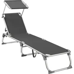 SONGMICS klappbare Gartenliege, rauchgrau, 193 x 55 x 31 cm - Leichte Aluminiumliege mit 5-fach verstellbarer Rückenlehne und atmungsaktivem Gewebe. Ideal für entspannte Stunden im Garten oder am Pool, einfach transportierbar und bis 150 kg belastbar.