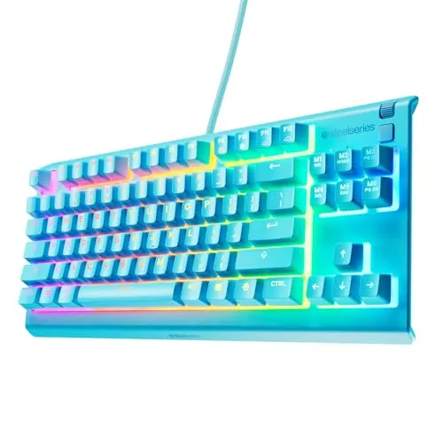 SteelSeries Apex 3 TKL Aqua RGB Gaming-Tastatur – Kompakter Tenkeyless-Formfaktor – 8-Zonen-RGB-Beleuchtung – Wasser- und Staubresistenz – Flüsterleise Gaming-Switches - DE Layout QWERTZ