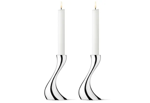 Georg Jensen Kerzenhalter-Set Cobra Silber (S) - 2-teilig - Eleganter Kerzenständer aus hochwertigem Silber, ideal für stilvolle Dekoration und stimmungsvolle Beleuchtung.