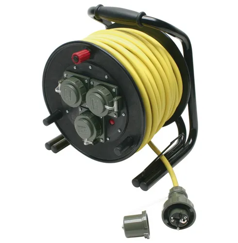 Dönges Leitungsroller THW 230 V, 16 A (50 m) - Kabeltrommeln für den professionellen Einsatz, mit 50 m Kabellänge und 16 A Belastbarkeit, ideal für Baustellen und Outdoor-Anwendungen.