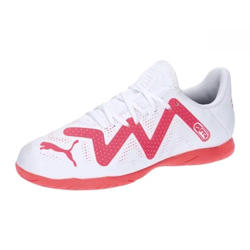 PUMA Future Play It Jr Fussballschuh - White Fire Orchid, 33 EU, anpassungsfähiges Obermaterial für optimale Ballkontrolle und perfekten Grip beim Indoor-Training
