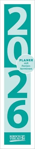 Streifenplaner Compact Türkis 2026: Wandplaner und Bürokalender als praktische Monatsübersicht I Streifenkalender schmal: 11,8 x 50 cm