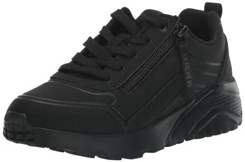 Skechers Umo Lite Jungen Sportschuh in Schwarz, Größe 33 - Sneaker mit praktischem Reißverschluss und Schnürung für einfachen Zugang, gepolsterte Air-Cooled Memory Foam Innensohle für optimalen Komfort und Unterstützung.