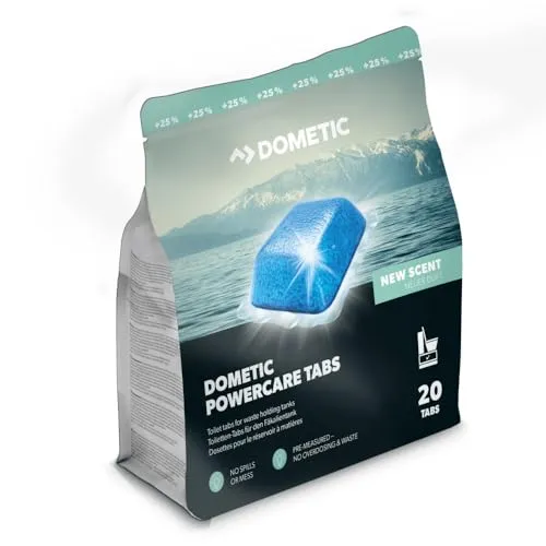 Dometic Powercare Tabs 20 Stück - Effektive Reinigung für Ihr Zelt - Zubehör für Zelte, sorgt für saubere Abwässer und geruchsfreie Nutzung, ideal für Camping und Outdoor-Aktivitäten.
