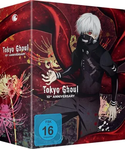 Tokyo Ghoul - The Complete Series - 10th Anniversary Box Set [8 DVDs] - Anime-Serie über die düstere Welt der Ghule in Tokyo, enthält alle Episoden in einer hochwertigen Box. Erlebe die packende Transformation von Ken in ein Ghul und die spannenden Herausforderungen, die ihn erwarten.