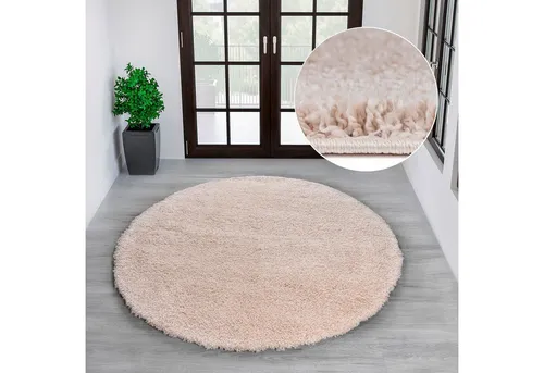 Teppich OTTO HOME "Shaggy 30" - Beige, Rund 140cm, H:30mm - Der runde Teppich "Shaggy 30" von OTTO home sorgt für eine einladende Atmosphäre. Strapazierfähig und pflegeleicht, ideal für den Wohnbereich und auch für Böden mit Fußbodenheizung geeignet.