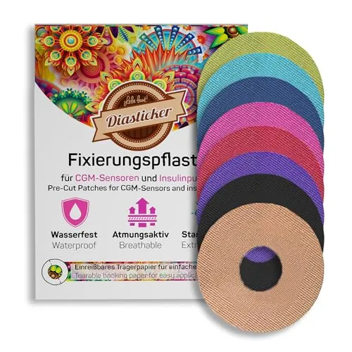 Diasticker® | Pflaster für Freestyle Libre 3 Sensor (10 Stück, Mix) | Wasserfest - Hautfreundlich - Atmungsaktiv - Starker Halt | Selbstklebende Fixierpflaster, Sensor-Fixierung