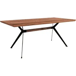 YOGA Esstisch Iron Legs schwarz 160x90 - Braun - Moderner Esstisch mit eleganten Eisenbeinen und einer robusten 12mm Tischplatte. Ideal für gemütliche Essensrunden und stilvolle Akzente in Ihrem Esszimmer.