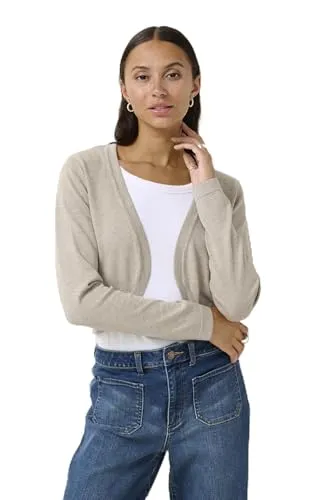 KAFFE Bolero Astrid Damen Bolero Astrid Elegant Jäckchen Langarm Cardigan Bolerojacke L, Elephant Skin Melange