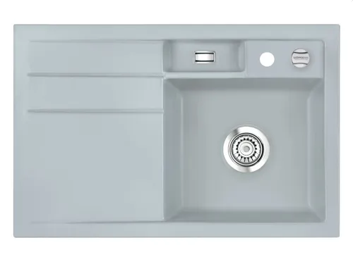 Systemceram Bela 78 Titan Keramikspüle mit Excenterbetätigung - Keramikspüle in Titan-Grau, ideal für Unterschränke ab 45 cm, mit praktischer Excenterbetätigung und großzügigem Beckenmaß von 78 x 51 cm.