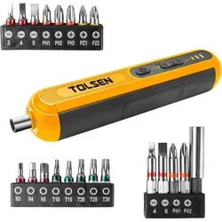 TOLSEN Akkuschrauber 3,7 V, 1x2Ah + Bitset mit Koffer