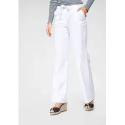 Aniston CASUAL Leinenhose mit Bindeband in Weiß, Größe 50 - Stoffhosen aus 55% Leinen und 45% Viskose, figurumspielend mit Bindeband für optimalen Komfort, perfekt für lässige Anlässe.