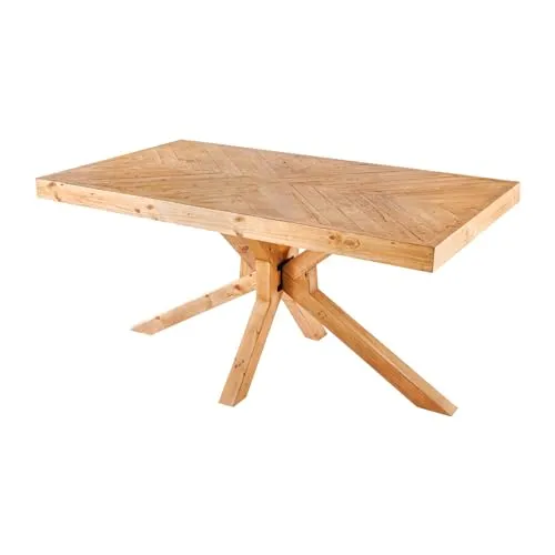 Riess-Ambiente Esstisch MOSAIK 160cm - Natur Pinie-Massivholz - Esstisch für bis zu 6 Personen, pflegeleicht und mit einzigartiger Holzstruktur für individuelles Wohnen im Landhaus-Stil.