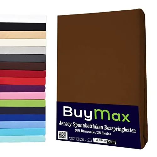 Buymax Wasserbett Spannbettlaken Stretch 180x200-200x220 cm für Wasserbetten und Boxspringbetten Bettbezug für Matratzen bis 35 cm Matratzenhöhe, Braun Schokobraun
