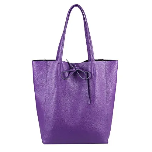 OBC Made in Italy Damen Tasche ECHTES Leder Shopper Tote Bag (Lila, 36x40x12 cm) - Eleganter Shopper aus hochwertigem Leder, ideal für den täglichen Gebrauch. Mit geräumigem Hauptfach und gleichfarbiger Innentasche bietet er ausreichend Platz für alles, was Frauen brauchen. Made in Italy – für stilbewusste Frauen!