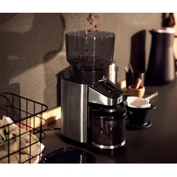 TCHIBO Elektrische Kaffeemühle Silber Schwarz - Individuell einstellbarer Mahlgrad für perfekten Kaffeegenuss, inklusive Espresso-Auffangbehälter