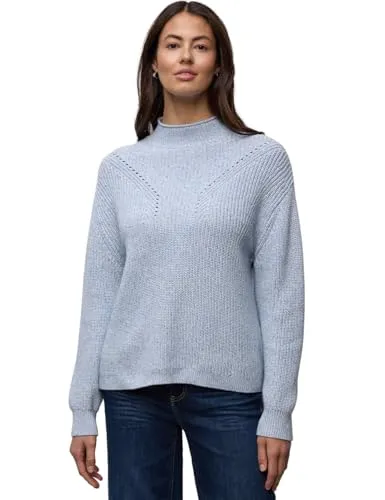Street One Damen Mouline Pullover – Bequem und Stilvoll - Gemütlicher Strickpullover mit Turtleneck und Strukturdetails. Ideal für jede Gelegenheit, aus reiner Baumwolle für angenehmen Tragekomfort.
