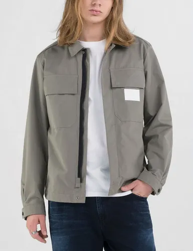 Replay Sommerjacke Coated Cotton Nylon grau L (52/54) - Stylische Sommerjacke aus beschichtetem Baumwoll-Nylon, ideal für lässige Outfits. Mit praktischem Reißverschluss und modernem Grey Military Design.