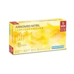 ARNOMED Nitril Sunflower Yellow Einmalhandschuhe, puderfrei, gelb 388-S , 1 Packung = 100 Stück, Größe S
