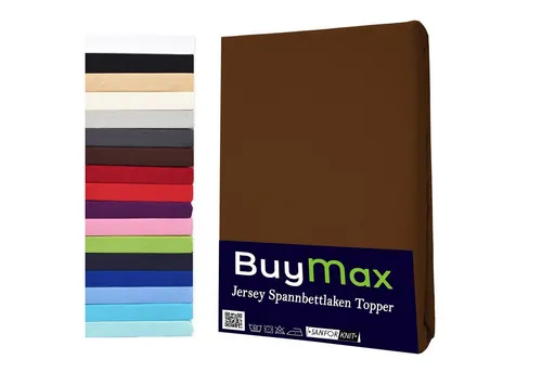 Buymax Spannbettlaken Topper, Spannbetttuch für Topper bis 12 cm Höhe, 100% Baumwolle Jersey, Jersey, Gummizug: Rundumgummi, (1 Stück), Pflegeleicht und Atmungsaktiv, in Verschiedenen Farben und Größen