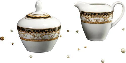 Creatable 15090 Majestosa Milch- & Zuckerset 2-teilig - Milch- & Zuckerset aus hochwertigem Porzellan im eleganten Mandala Stil, spülmaschinen- und mikrowellengeeignet – ideal für besondere Anlässe!