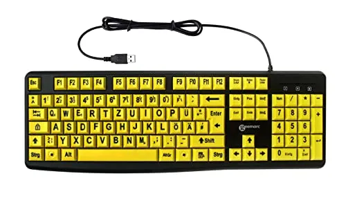 Geemarc Tastatur mit großen Tasten und großer Schrift - Tastaturen, ideal für Senioren und Menschen mit Sehschwäche, erleichtert das Tippen durch große Tasten und klare Schrift.