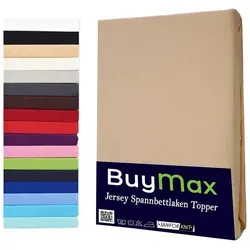 Buymax Spannbettlaken Topper, Spannbetttuch für Topper bis 12 cm Höhe, 100% Baumwolle Jersey, Jersey, Gummizug: Rundumgummi, (1 Stück), Pflegeleicht und Atmungsaktiv, in Verschiedenen Farben und Größen gelb 180 cm x 200 cm