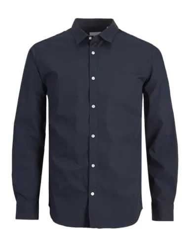 Jack & Jones Langarmhemd JJJOE SHIRT LS PLAIN blau S - Herren-Freizeithemden, modisches slim fit Hemd aus pflegeleichtem Material, ideal für lässige Anlässe oder das Büro.