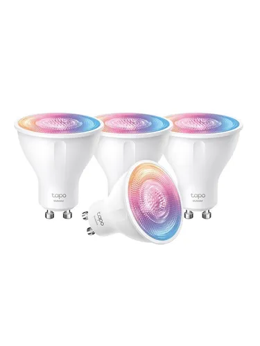 Tapo smarte WLAN Glühbirne GU10 L630 (4er Pack) - WLAN-Lampen mit 16 Millionen Farben, dimmbar von 1-100% und kompatibel mit Alexa und Google Assistant – für individuelle Lichtgestaltung und einfache Steuerung.