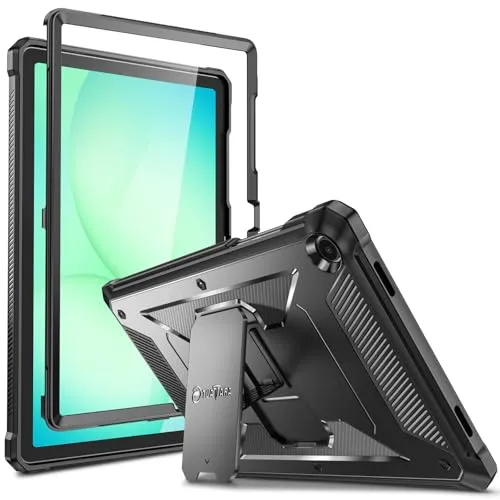 Fintie Hülle für Samsung Galaxy Tab A11+ Plus 11" 2025 / Tab A9+ Plus 11 Zoll 2023 Tablet, Ganzkörper-Rugged Hybrid Stand Schutzhülle mit eingebauter Schutzfolie, Schwarz