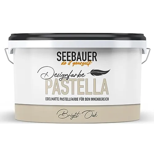 SEEBAUER diy Pastellfarbe PASTELLA Braun 2,5L (Bright Oak) Edelmatte Wandfarbe Braun Beige - Innenfarbe sehr hohe Deckkraft - Matt, Abwaschbar und Tropffrei