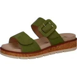 Caprice Pantoletten Veloursleder in Grün, Größe 39 EU - Wanderschuhe mit 4 cm Blockabsatz, aus hochwertigem Veloursleder und praktischen Klettverschluss für optimalen Tragekomfort und casual Stil.