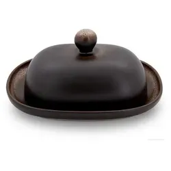 Bunzlauer Keramik Butterdose Bunzlauer Keramik Butterdose oval für 250g (1 Stück Butter) Dek ZACIEK, Keramik braun