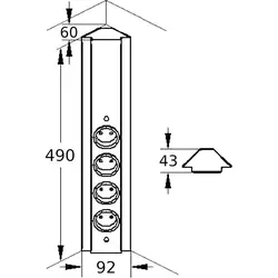 THEBO Energie-Ecksäule ST 3072/490 in Schwarz – Praktische Ecksteckdose - Die THEBO Energie-Ecksäule ST 3072/490 aus Edelstahl bietet vier Schuko-Steckplätze für eine flexible Nutzung in der Arbeitsplatte. Perfekt für platzsparende Lösungen und einfache Montage.