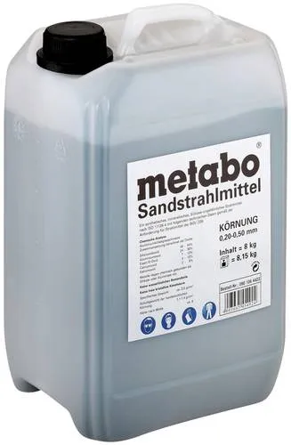 Metabo Strahlmittel 0901064423, 8kg Kanister Sand - Druckluftzubehör, synthetisches Strahlmittel, Silikose-ungefährlich, ideal für Aluminium und Metall, Made in Germany.