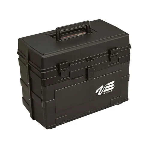 Meiho Angelkoffer VS-8010 - Schwarz, 42x24,5x32,6cm - Rutenfutterale: Robuster Angelkoffer mit viel Stauraum für Ihre Angelausrüstung, ideal für Angler auf Reisen.