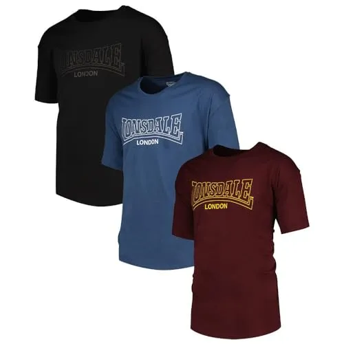 Lonsdale Herren T-Shirt BEANLEY im Dreierpack - Praktischer Dreierpack mit Lonsdale T-Shirts in verschiedenen Farben. Ideal zum Kombinieren und für jeden Anlass. Komfortable Passform und stylischer Logo-Druck machen sie zum Must-Have für deine Garderobe.