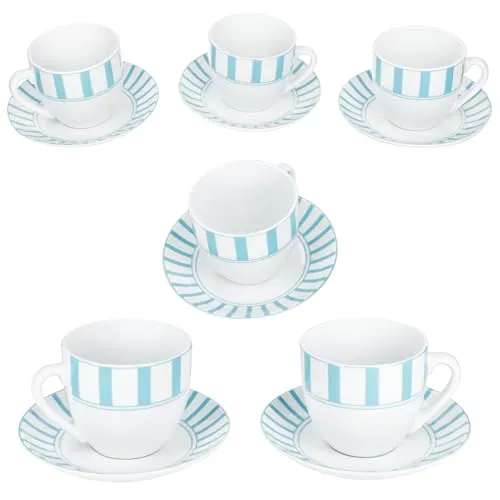 MamboCat Split türkis Kaffeetassen Set für 6 Personen - Elegantes 6-teiliges Kaffeetassen Set aus robustem Porzellan in türkis-weißem Design. Ideal für Kaffee, Tee oder Kakao. Spülmaschinen- und mikrowellengeeignet, perfekt für den täglichen Gebrauch oder besondere Anlässe.