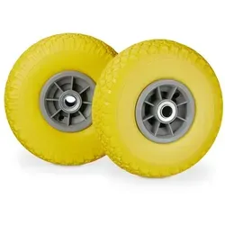 Vollgummireifen für Sackkarren und Bollerwagen - Gelb-Grau - Robuste Vollgummireifen für Sackkarren und Bollerwagen, wartungsfrei und langlebig, ideal für den Einsatz im Freien.