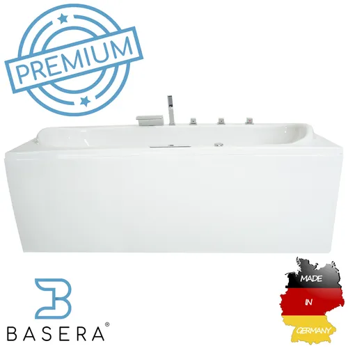 Basera® PREMIUM Indoor Whirlpool Badewanne Palau 180 x 80 cm - Modernes Indoor-Whirlpool mit 20 Massagedüsen, integrierter Heizung und Bluetooth für entspannende Wellnessmomente zu Hause.