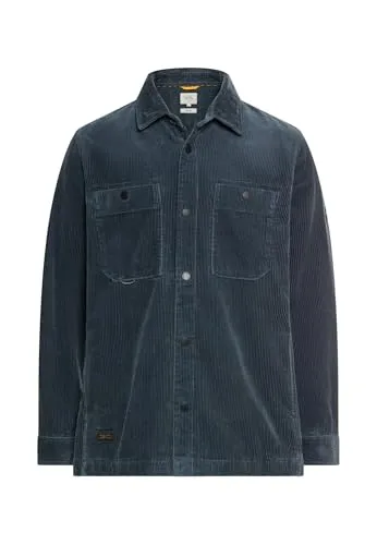 camel active Herren Cord Overshirt Tintenblau - Stylisches Overshirt aus weichem Cordstoff mit zwei Brusttaschen, ideal für lässige Looks. Regular Fit, perfekt für den Alltag.