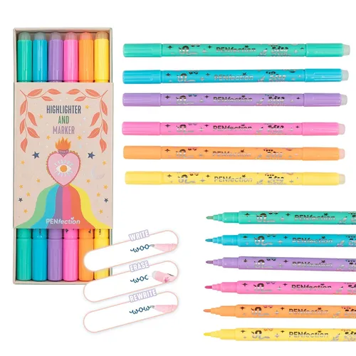 PENfection 6er Highlighter- und Marker-Set - Markieren - radieren - übermalen