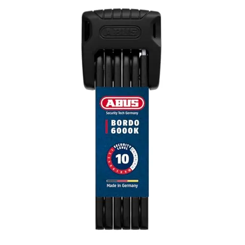 ABUS Bordo 6000K Faltschloss - Hochsicheres Fahrradschloss mit XPlus Zylinder - Faltschloss mit ABUS-Sicherheitslevel 10, ideal für mittleres Diebstahlrisiko. 90 cm Länge, stabiler, gehärteter Stahl und extra weiche Ummantelung schützen vor Lackschäden.