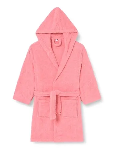 Playshoes Unisex Kinder Frottee-Bademantel in Koralle, 158/164 - Flauschiger Babybademantel mit großer Kapuze und praktischen Knopf im Halsbereich für sicheren Halt, ideal zum Aufwärmen nach dem Schwimmen.